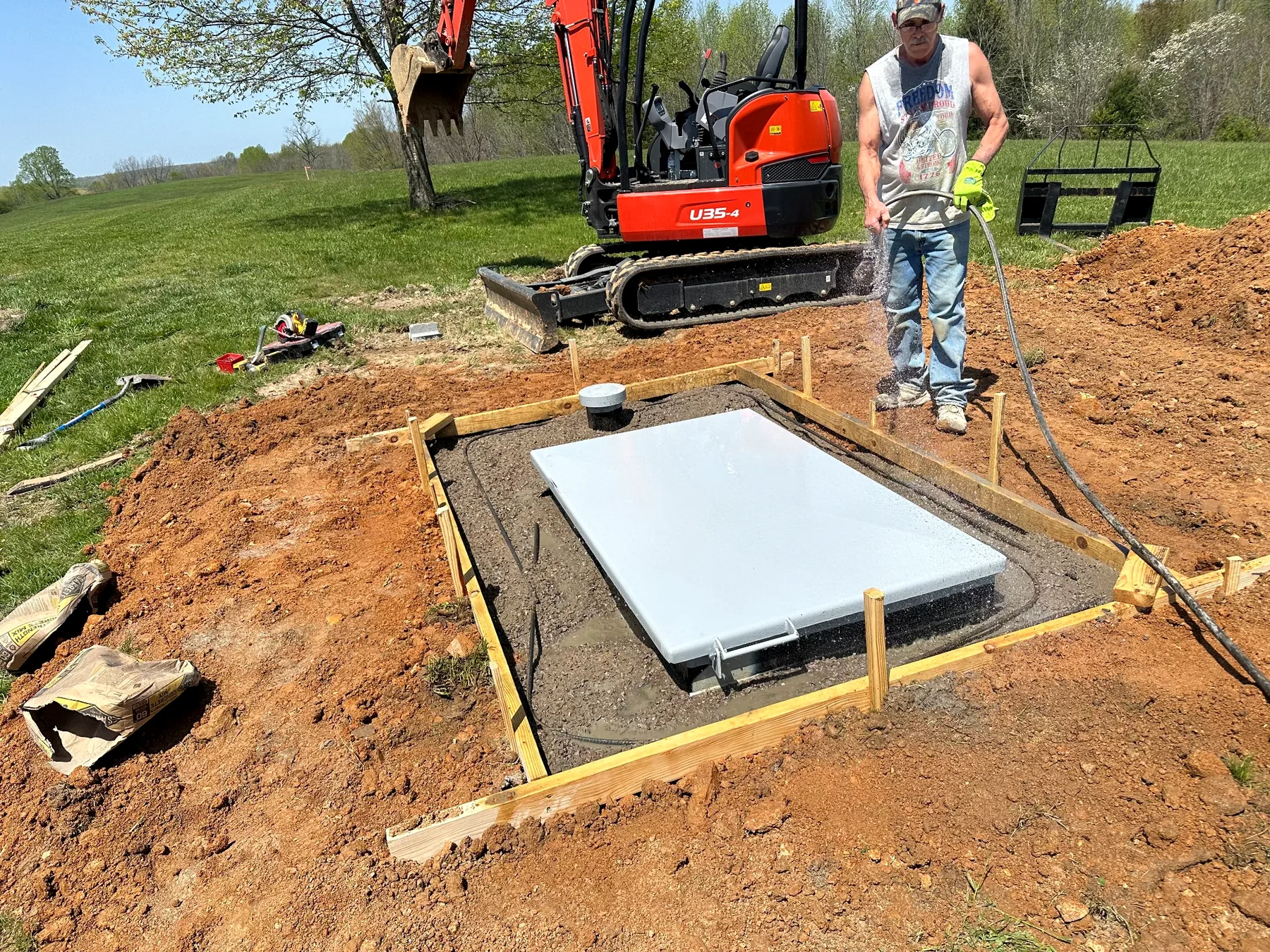 Outdoor storm shelter being finished with concrete near Nashville Tennessee